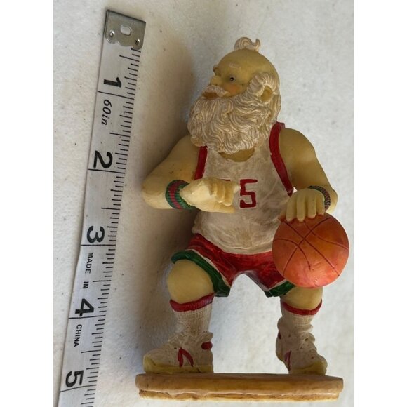 Santa Claus Playing Basketball Sports Holiday Ceramic Figurine 5" Tall (READ) - Picture 11 of 13